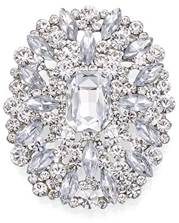 Clearine Damen-Brosche mit Smaragdschliff quadratisch Marquise Strass Kristall-Cluster Brosche für Hochzeit Abschlussball Smaragd-Grün Gold-Ton