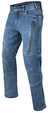 REBELHORN Hawk III Jeans da Moto Uomo | Fodera in Fibra Aramidica | Protezioni Ginocchia e Fianchi | 2 Canali di Ventilazione con Cerniera | Regular Fit