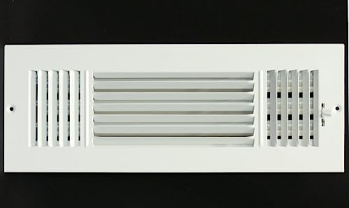 HVAC Premium 24 X 8 3-Way AIR Supply Grille - Vent Cover & Diffuser - Flat Stamped Face - White [Outer Dimensions: 25.75w X 9.75h]