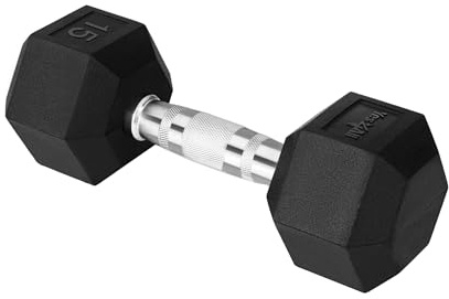 Yes4All Gusseisen - Chrom Grip Hex Hantel - 6,8 kg - Single