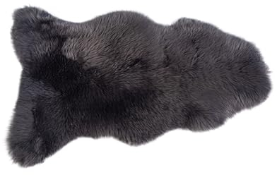 KABAJA Lammfell Echt - Teppich Flauschig - Natürliche Schaffell Grau 90-100 cm - Deko Wohnzimmer Fell Decken - Weich Schaffelldecke - Schlafzimmer Lammfelle - Naturfell