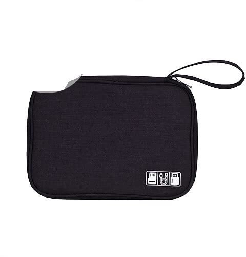 Kabeltasche,Kabel Organizer Tasche Digital Aufbewahrungstaschen Elektronikkabel Organizer USB-Gang-Drähte Tragbare Ladegerät Power Battery Home Organisation Zubehör(Black Bag B)