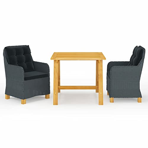 Iiaky 3-TLG. Garten-Essgruppe Lounge Sessel Outdoor Balkon Set 3tlg Outdoor BalkonstüHle GartenmöBel Sitzgruppe BalkonmöBel Set Dunkelgrau