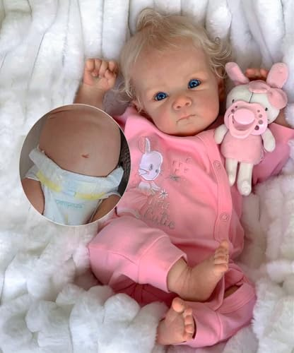 Zero pam Reborn Baby Mädchen-Reborn Puppen Lebensecht, Babypuppe Wie Echtes, Silikon Baby Puppe (Mädchen02)