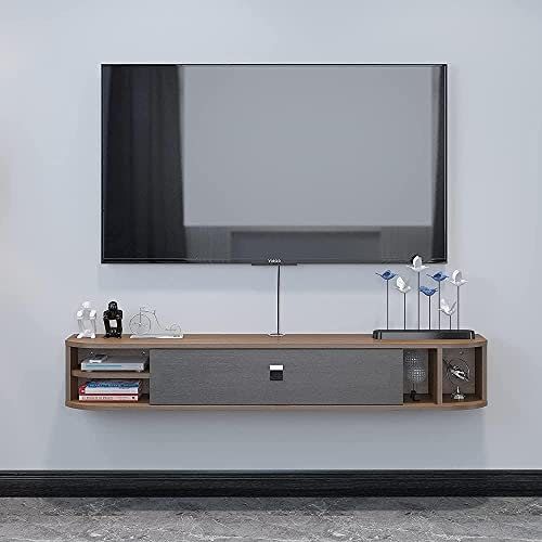 LFONDIGE Meuble TV Mural, Support TV Flottant pour économiser de l'espace, Meuble TV Suspendu pour Salon Chambre à coucher/noyer/55,11 (po)/47,24 (po) Noyer/Noyer