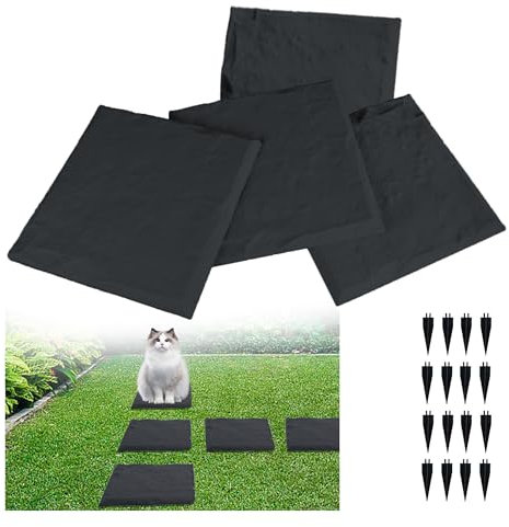 Quadratisches Trittstein-Set, 4 Stück, große Gartensteine für den Außenbereich, mit Heringen, ideal für die Landschaftsgestaltung, Gehwege und Wege, dekorativ für Park, Hof, Schule, Schwarz