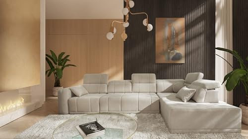 All4All Ecksofa mit Schlaffunktion Rico XI 360 cm x 228 cm - Schlafsofa mit Bettkasten - Eckcouch - XXL Sofa - Wohnlandschaft L-Fom - Beige - Chenille Gewebe - Seite Rechts - Modern 26