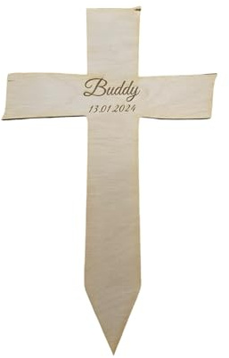 Generisch Holzkreuz für z.b. Kleintiere Hund Katze Hamster Personalisiert Grabkreuz Tierbestattung Bestattung, Grabstecker