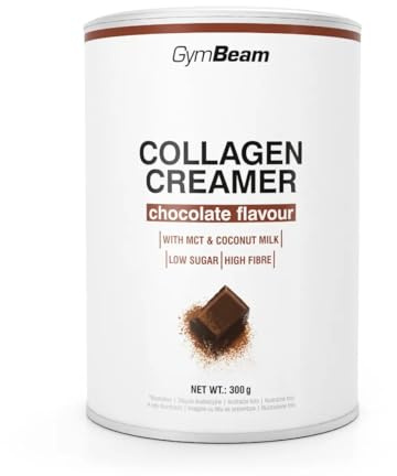 GymBeam Collagen Creamer - Hydrolysiertes Kollagen und MCT, Schokoladengeschmack mit Kokosmilch, cremig und proteinreich, ideal für Kaffee, Collagen Creamer Hydrolysat mit MCT, 300 g
