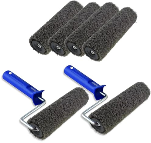 Profesius Putztroller für Spachtelmasse - Rollspachtel-Walze Putzwalze - Spezialwalze für Spachtelmasse - zum Auftragen von Spachtelmasse und Rollputz - inkl. 6x 23cm Putzwalze + 2x Bügel