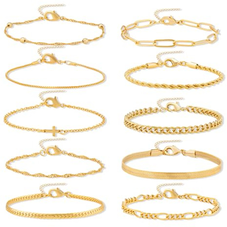 GUJOXILA Beste Mama Geschenk 10pcs Armband Damen Edelstahl Armbänder Set Geschenke für Mama Frauen MädchenMuttertag Verstellbare Damen Armband Gold Rosegold Silber Charm