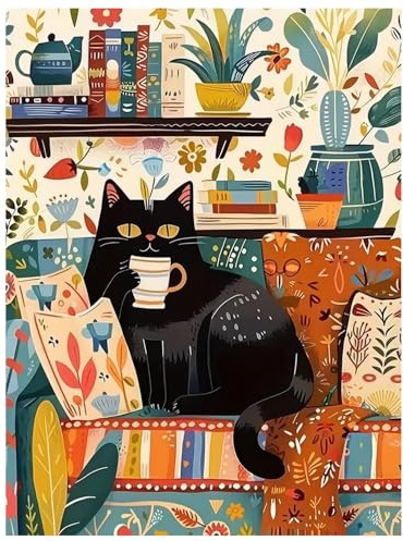 Mandun Art Chat Peinture Numero Adulte, Chat Coloriage Par Numero Adulte, Peinture par Pour la Décoration de la Maison 40x50cm