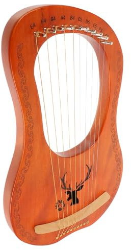 TOYANDONA Holz Leierharfe Filigranes Musikinstrument mit Metallsaiten Kleine Harfe Vintage-instrument