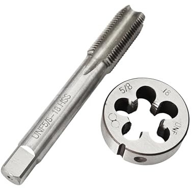 AUXBC Metrisches Gewindeschneider-Set, HSS-Gewindebohrer und runde Schneideisen für Rechtsgewinde, ideal für die Reparatur von Muttern und Schrauben, 5/8-Zoll-18 UNF