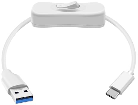 HuaLiSiJi Cavo USB C 3.0 con Interruttore. Il Cavo di Carica USB C supporta la Trasmissione Dati a 5Gbps e l'Alimentazione Elettrica per Ventilatori USB, Telefoni Cellulari, ecc (Bianco, 0.3 m)
