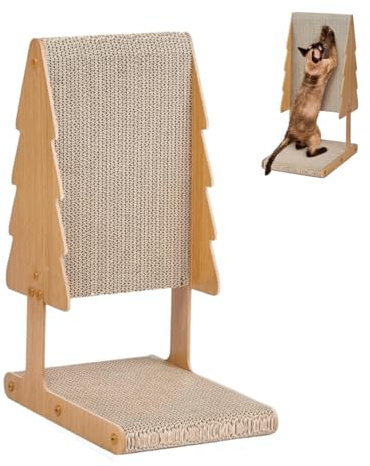ERNAN Kratzbrett Katze.62 cm Hohe L Förmige Kratzpappe für Katzen,Kratzbrett Zubehör, Katzenkratzbretter, Süße Kratzbretter Katzen für Sofaschutz, Kratzmöbel für Wand und Ecke (62 * 43 * 26CM)