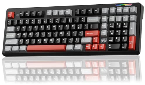 CORBOBO LINGBAO K98 Teclado mecánico inalámbrico para juegos - Tri-Mode BT5.0/2.4GHz/USB-C, interruptores lineales intercambiables en caliente, teclado gamer retroiluminación RGB, para PC, PS4/PS5