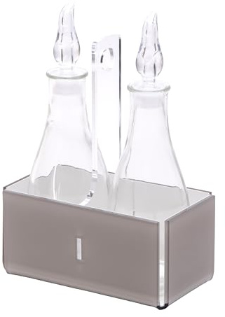 LINEE Recanati MEDITERRANEA Porta Olio e Aceto – Set Condimento in PMMA e Vetro 18x10x23 cm – Eleganza Contemporanea per la Tavola – Made in Italy (Sabbia Trasparente/Bianco)