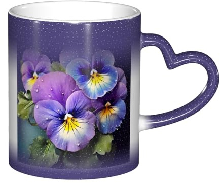 ESASAM Pansy Perfection Starry Sky Color Changing Mug, Adding A Touch of Magic to Your Daily Life