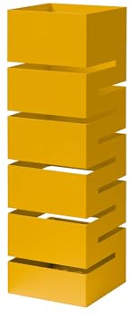 Baroni Home Portaombrelli Design Moderno Porta Ombrelli in Metallo Geometrico con 2 Gancini e Vaschetta Scolapioggia Rimovibile 15,5x15,5x49 cm Giallo