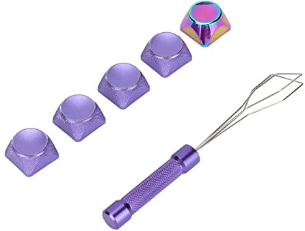 KunEchevyr 5Pcs Metal Keycaps for Mechanical Keyboard, XDA Keycaps with Special Touch Color Plating, Decorative Aluminum Alloy Keycaps for Switches, Beautiful Textures and Striking (Purple)