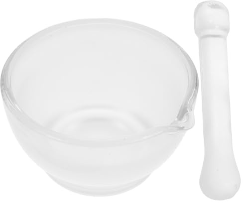 ARTIBETTER Mortero de Vidrio 90 Ml Resistente al Calor Base Antideslizante para Moler Especias y Ajo en Cocina y Laboratorio, Mini Mortero Multifuncional para Uso Doméstico y Profesional