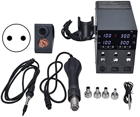 Station de soudage 2 en 1 à air chaud avec puissance 760 W et prise US 110 V CA – Matériaux en acier inoxydable et ABS – Pistolet à air double mode pour séchage par