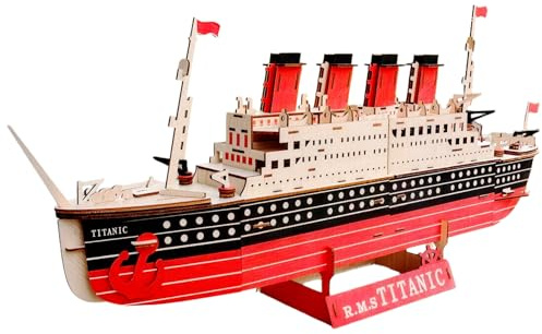 Hallisun 3D-Holzpuzzle für Erwachsene, mechanischer Bausatz für EIN 3D-Modell der Titanic, Bastelset zum Zusammenstecken Dampfschiff-Bausatz, DIY-Spielzeug Geburtstagsgeschenk Dekoration, 216 Teile