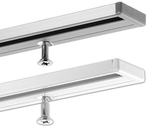 GARDINEUM 0,60 m Gardinenschiene, alle Längen bis 400 cm möglich, Vorhangschiene Aluminium, 1-läufig - vorgebohrt! silber, hochwertig eloxiert