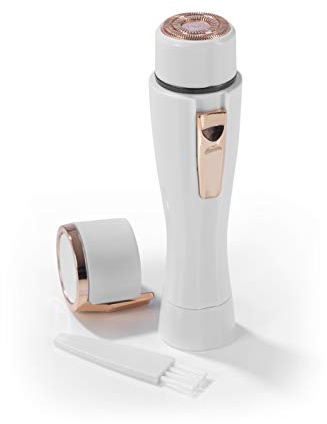 VITALmaxx Elektrorasierer Damen | Damenrasierer Elektrisch Für Gesicht Intimbereich Kinnstoppel | Gesichtshaarentferner Für Frauen Mit Abgerundetem Klingen-Kopf Batteriebetrieben [Rosegold/Weiß]
