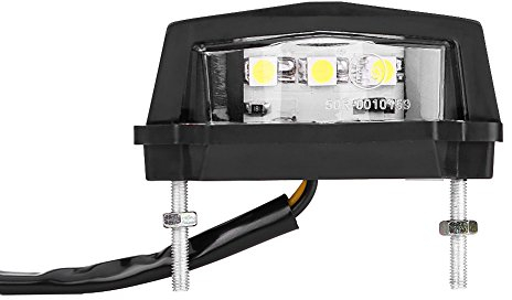 Universal Motorcycle Number Plate Light 12V Waterproof LED Motorbike License Plate Light Rear Tail Lamp Registration Plate Light White - 3 LED Beads - Simple 2 Wires Connection