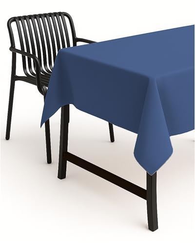 texpot Tischdecke 160 x 260 cm oval Blau Leinenoptik Lotuseffekt Fleckschutz Bügelfrei Tischtuch