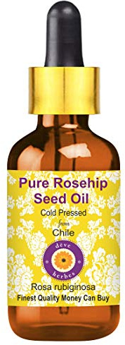 dève herbes Pure olio di rosa canina (Rosa rubiginosa) con contagocce di vetro 100% naturale di grado terapeutico pressato a freddo, 100 ml