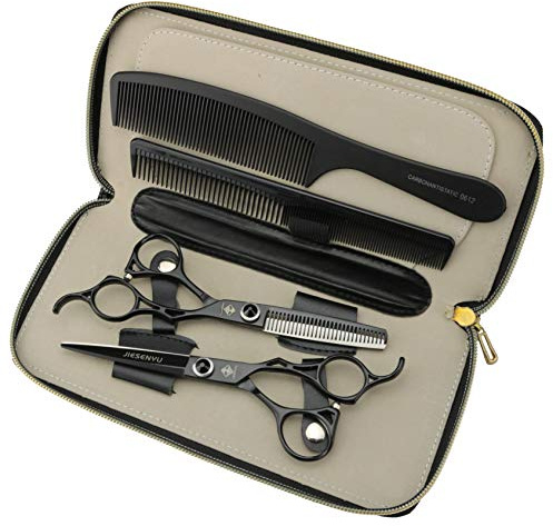JIESENYU Haarschneidescheren Set 6 Zoll, professionelle Edelstahl verstärkte Barbier Salon Schere für Friseure, Ausdünnen, Heimgebrauch Kamm Tasche
