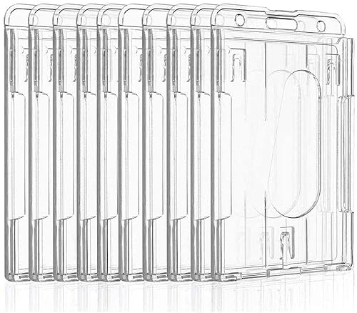 Bohoman 10er-Pack Hartplastik-Transparent Ausweishülle für 2 Karten, Vertikal für Ausweise & Kreditkarten