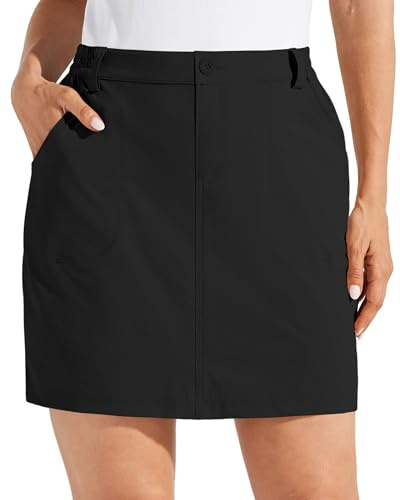 Willit Women's Skorts Golf Casual Skort Skirts UPF 50+ Quick Dry Zip Pockets Outdoor Hiking Black L