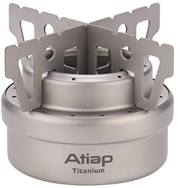 ATiAP Alkoholkocher Backpacking Herd Camping Kocher Alkohol Brenner mit Kreuzständer Titan Ultraleicht Tragbar