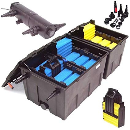Filtre externe de bassin Filtre de bassin 90000l + UVC 24 Watt Filtre à lumière, Filtre anti-algues pour bassin à koï