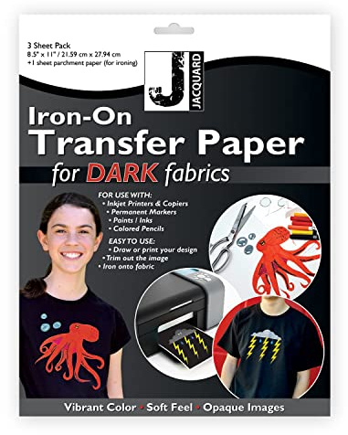 Jacquard JAC9721 Transferpapier, Gewebe, 3 Stück, Papier, Für dunkle Stoffe, 1