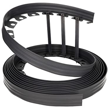 GARDENIX Flexible Rasenkante Kunststoff - Wetterbeständige Rasenabgrenzung Beeteinfassung Rund - Blumenbeet Umrandung - Grau, 10 m, 20 Erdanker, 4 cm Höhe