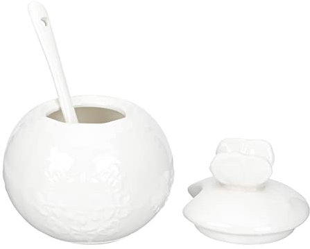 Cabilock 1 Jeu Sucrier Pot D'assaisonnement Pot à Condiments en Porcelaine s à Condiments Récipients avec Couvercles De Sel Mini Tasse à Café Blanche Céramique Style Occidental