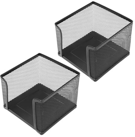Beufee 2 uds soporte para notas adhesivas de Metal, dispensador de notas adhesivas de malla negra, soporte para Bloc de notas para el hogar, oficina, caja de escritorio, organizador de soporte