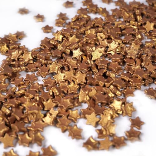 Streuselheld Schokosterne Gold 40g Streusel zum Dekorieren und Verzieren von Gebäck aller Art wie Torten Kuchen Keksen Zuckerstreusel