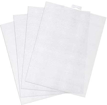 4 Stück Plastic Canvas Kreuzstich Kunststoffgitter 14 CT Kunststoffgewebe Leinwandblätter für Stickereien Mesh Canvas Sheets Plastic Canvas Grid für Bastelarbeiten Häkelprojekte (28x21cm)