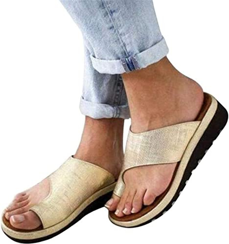 BBPM Sandales De Correction des Pieds Correcteur D'oignons pour Gros Orteils Sandales Orthopédiques avec Soutien Redresser Les Chaussures pour Hallux Valgus Métatarsalgie,d'or,EU39/US7.5
