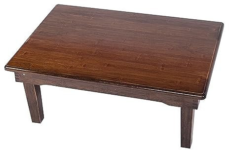 La Table Camellia, Couleur Noyer, Peut être pliée à la Table à Manger, la Petite Table carrée Japonaise en Tatami Convient au Bureau, au Salon et au Balcon. (S : 70x50x32cm)