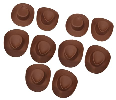Generic 10x Miniature Brown Western Cowboy Hats Cake Topper 1/6 Doll Accessory Party Accessories Mini Cowboy Hats for Dollhouse Decoration
