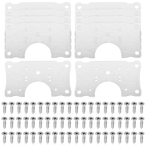 sourcing map 10 Set Hinge Repair Plate with Mounting Screws, Stainless Steel Hinge Repair Brackets for Fixing Cupboard Door Hinge Repair