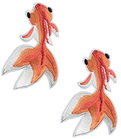 Amosfun 2stücke Goldfisch Form Aufnäher Bestickte Bügelpatches Zur Dekoration Und Reparatur Von Kleidung Taschen Hüten Und Mehr Hochwertige Nähzubehör Für Diy-projekte
