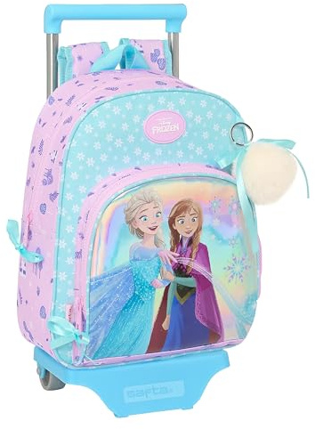 Safta FROZEN COOL DAYS - Mochila Infantil con Carro 705, Ideal para Niños de Diferentes Edades, Cómoda y Versátil, Calidad y Resistencia, 28x10x34 cm, Color Violeta/celeste